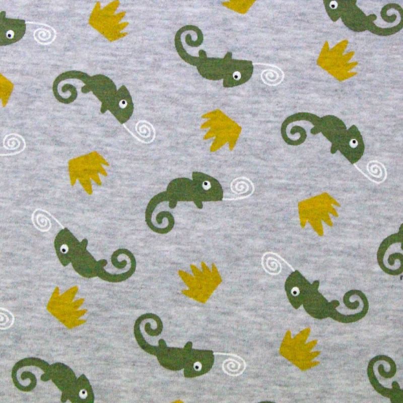 Bedrucktes Fleece CAMLIJO Meliertes Grau / Fichte